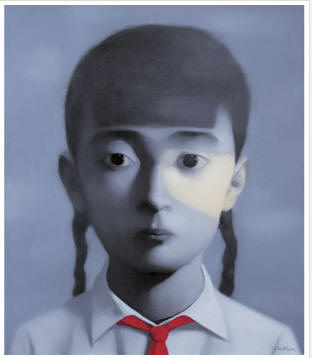 张晓刚 2005年作 戴红领巾的女孩100×85cm