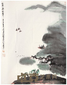 信理 水墨江南烟雨中 88.5×69cm