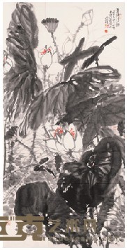 信理 莲塘清韵 136×69cm