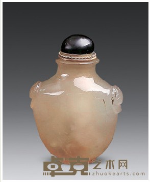 稀有冰糖羊肠玛瑙鼻烟壶 高5.6cm