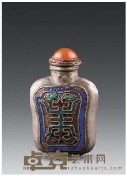 珐琅双寿鼻烟壶 高5.3cm