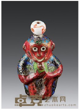 珐琅金猴鼻烟壶 高6.3cm