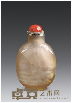 冰糖玛瑙鼻烟壶 高6cm