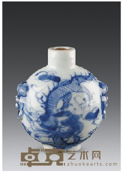 青花瓷双龙鼻烟壶 高6.6cm