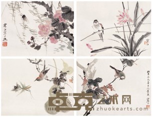 江寒汀 花鸟 四屏 28.5×38cm×4