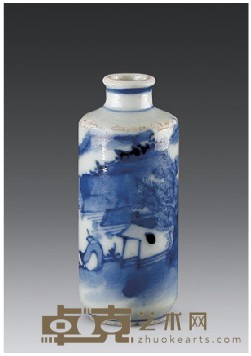 青花瓷山水人物鼻烟壶 高7.5cm