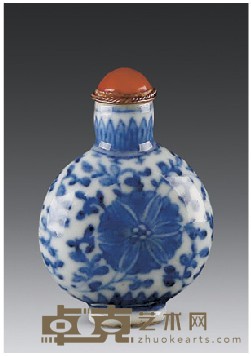 瓷青花花卉纹鼻烟壶 高6.6cm