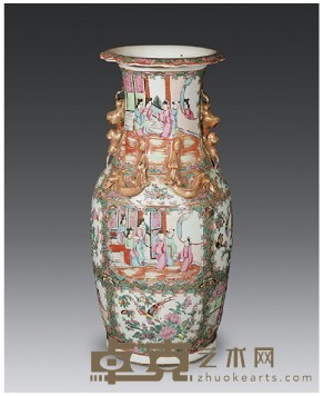 广彩人物瓶 高47cm