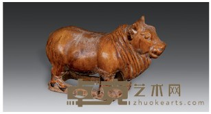 酱黄釉牛俑 14.8×9.5cm