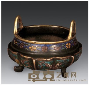 珐琅彩铜鎏金香炉 高6.7cm；口径7cm