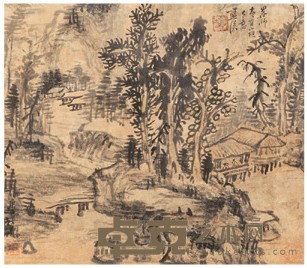 蓝瑛 山水恬静隐居图 28×32cm