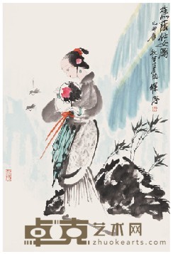徐宁 蕉荫仕女图 68×45cm