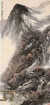 崔松石 山水 135×66cm