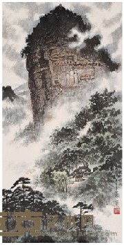 李问汉 麦积山石窟 66×33cm