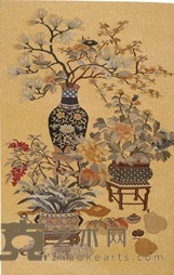 民国 缂丝花卉片 58×62cm