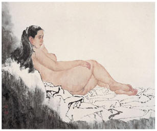 何家英 裸女 镜心77×92cm