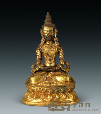 清中期 铜鎏金菩萨像 高18cm