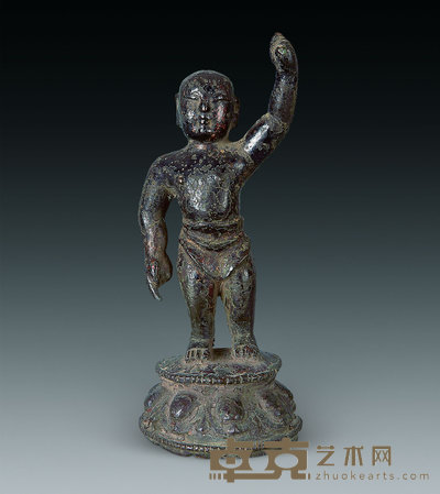 明末 青铜诞生佛像 高18.5cm