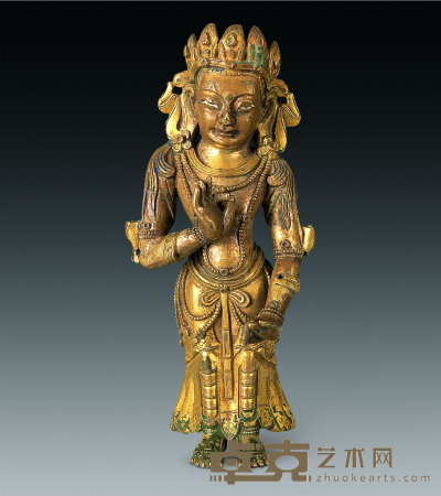 清中期 铜镀金菩萨立像 高13.5cm
