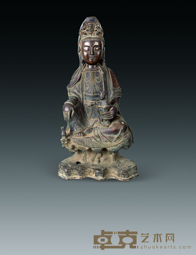 清 铜鎏金送子观音像 高59cm