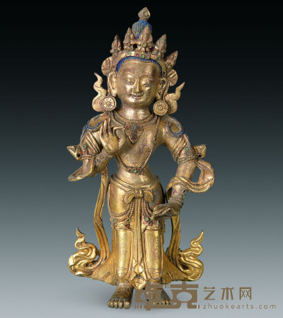 清中期 铜镀金菩萨像 高15cm