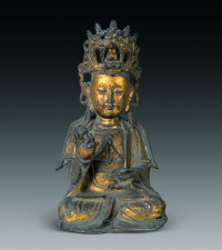 明中期 铜鎏金观音菩萨像