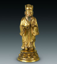 清乾隆 铜鎏金佛教人物像