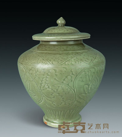 明 龙泉暗花盖罐 直径21cm