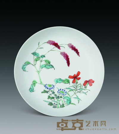 清雍正 粉彩花卉盘 直径13cm