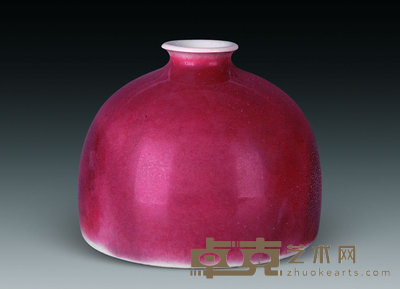 清 豇豆红刻龙纹太白尊 直径13cm