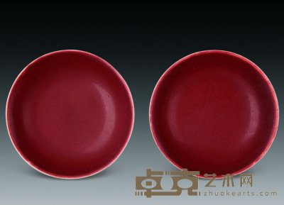 清乾隆 霁红碟（一对） 直径11cm