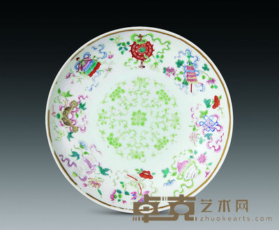 清同治 粉彩八宝纹盘 直径15.5cm