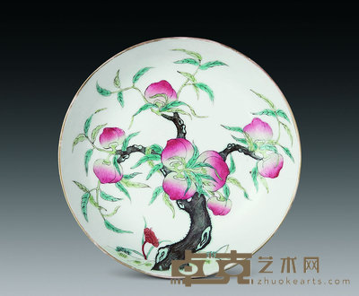 清光绪 粉彩桃纹盘 直径16.8cm