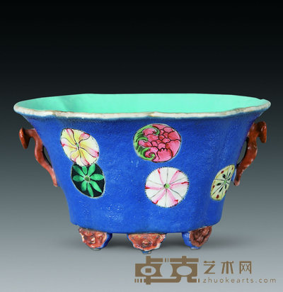 清 粉彩皮球花杯 长7.5cm