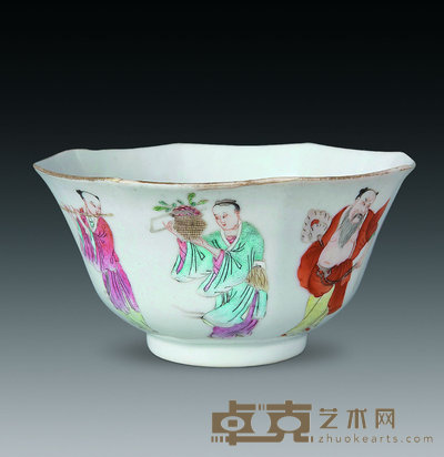 清道光 粉彩八仙人物碗 直径14cm