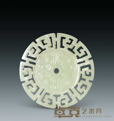 清 玉刻云雷纹圆牌 直径5.5cm