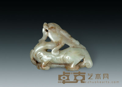 明 旧玉刻瑞兽挂件 5.2×3.8cm