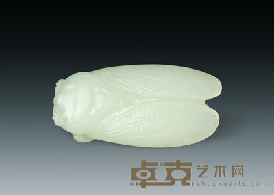 清中期 白玉刻蝉形挂件 6.2×3.2cm