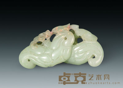 清 玉刻双菱挂件 7×3.8cm