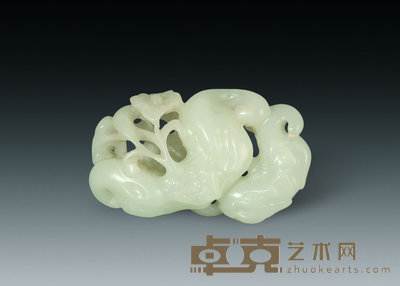 清 白玉刻多菱挂件 5.5×3.5cm