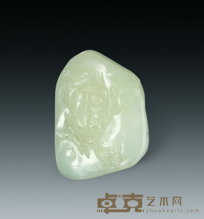 清 白玉刻人物纹小山子 5×3.5cm