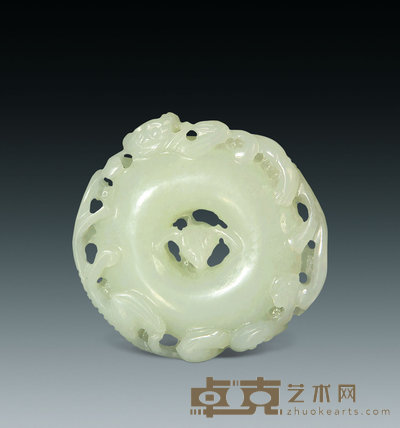 清 白玉刻子辰圆珮 直径5.5cm