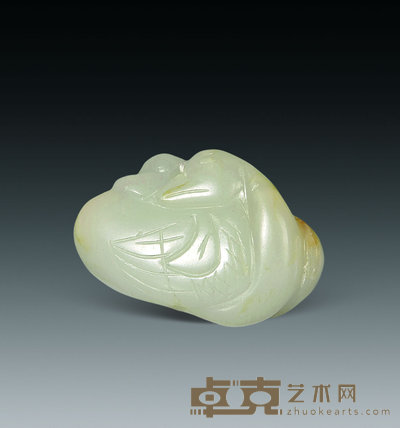 清 白玉刻鸳鸯挂件 3.5×2.5cm
