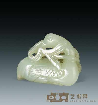 清 白玉刻鸳鸯挂件 4.8×3.5cm