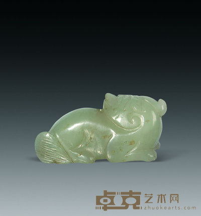 清 玉刻独角兽挂件 4.2×2.1cm