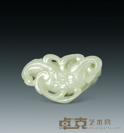 清 白玉刻菱角挂件 5×3cm