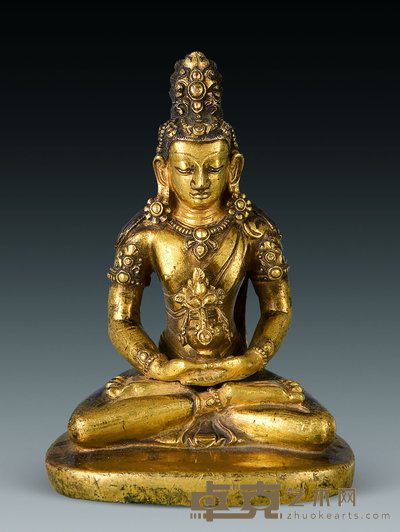 清 铜鎏金无量寿佛像 高13.7cm