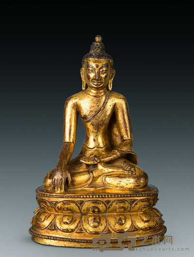 明 铜鎏金释迦牟尼像 高17.5cm