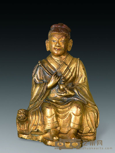 清 铜鎏金祖师像 高10.5cm