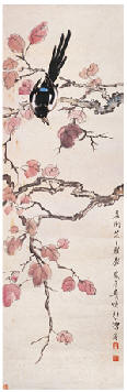 徐悲鸿 喜登高枝 立轴99×32cm